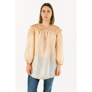 CW Electra Peach Ombre Silk Off Shoulder Blouse Medium